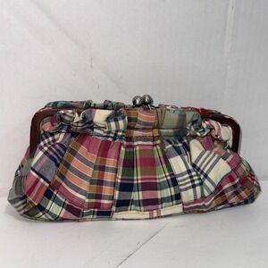 Tommy Hilfiger Multi Color Plaid Kiss Lock Vintage 90s Y2K Mini Bag Purse Clutch